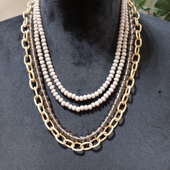 Womens Fashion Multistrand Multicolor Rhinestones Beaded Necklace with Lobster` - Picture 1 of 7